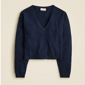 Jcrew cashmere relaxed cropped v-neck sweater